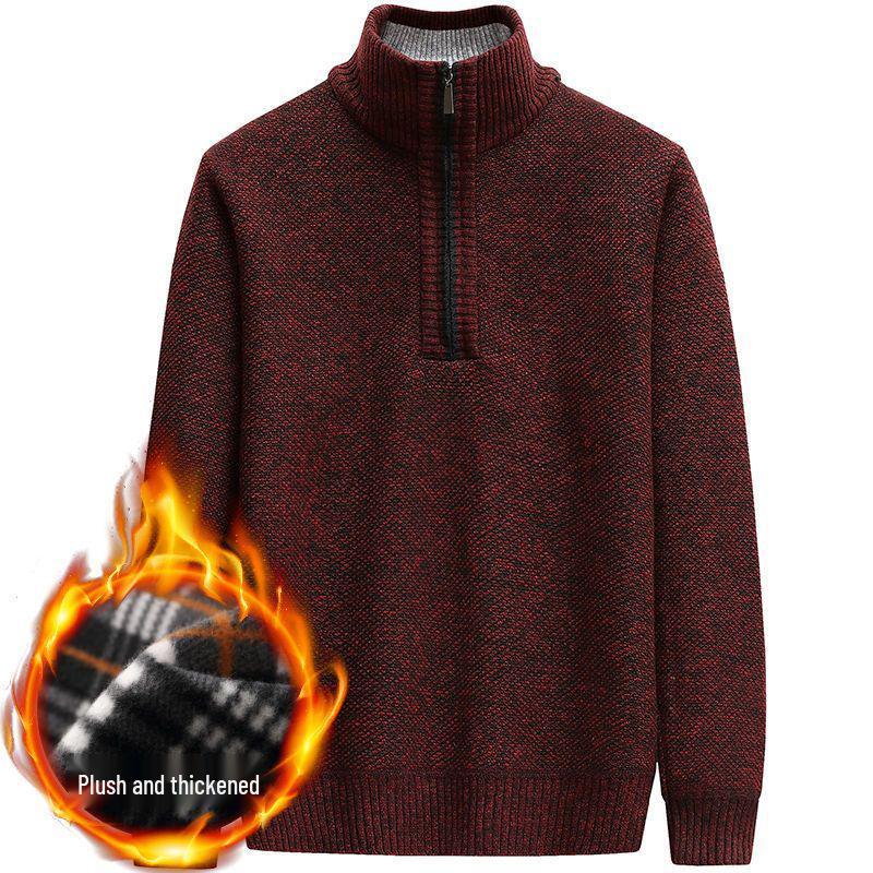 

Woodpecker Plus Men s Thick Velvet High Neck Sweater – Warm Winter Knitwear for Dad M for 100-115 lbs