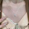 Korean Simple Sterling Silver Bowknot Pendant Necklace for Women Sweet Collar Chain Valentine's Day Gift Jewelry Accessories