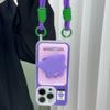 Lanyard Card Holder Phone Case Purple Little Monster for Apple 17PRO Cartoon Cute Lanyard Bracelet Phone Case