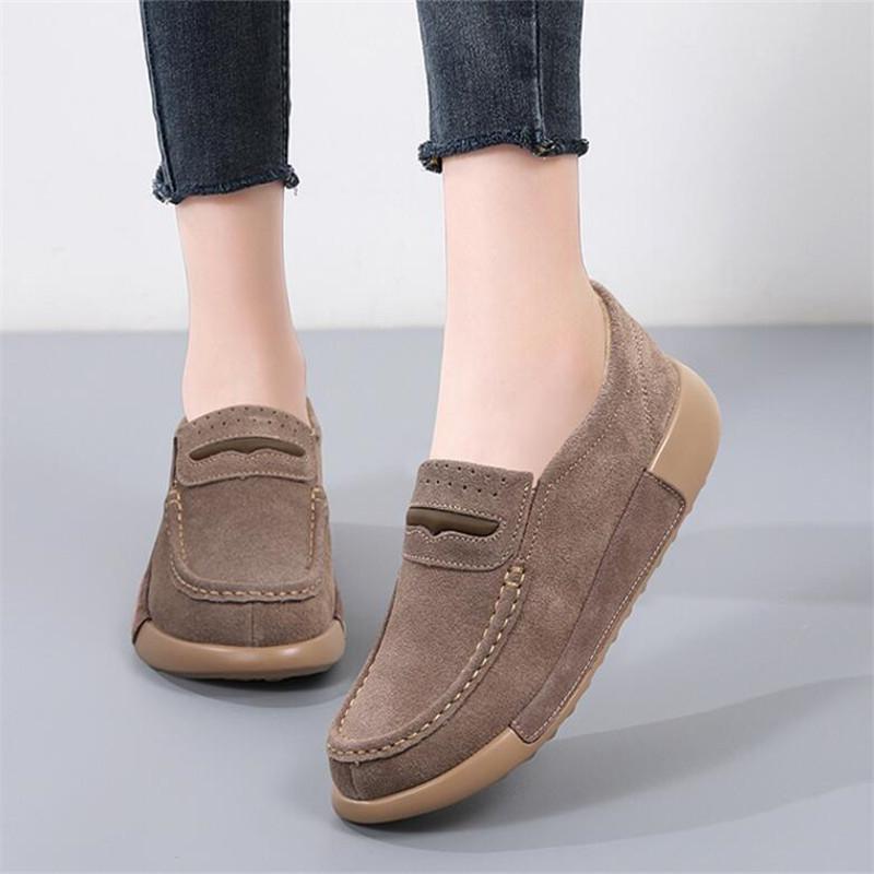 Women Shoes Flats Cowhide Suede Sneakers Women 2024Comfort Female Casual Walking Footwear Fashion Large Size Loafers Shoes Women
