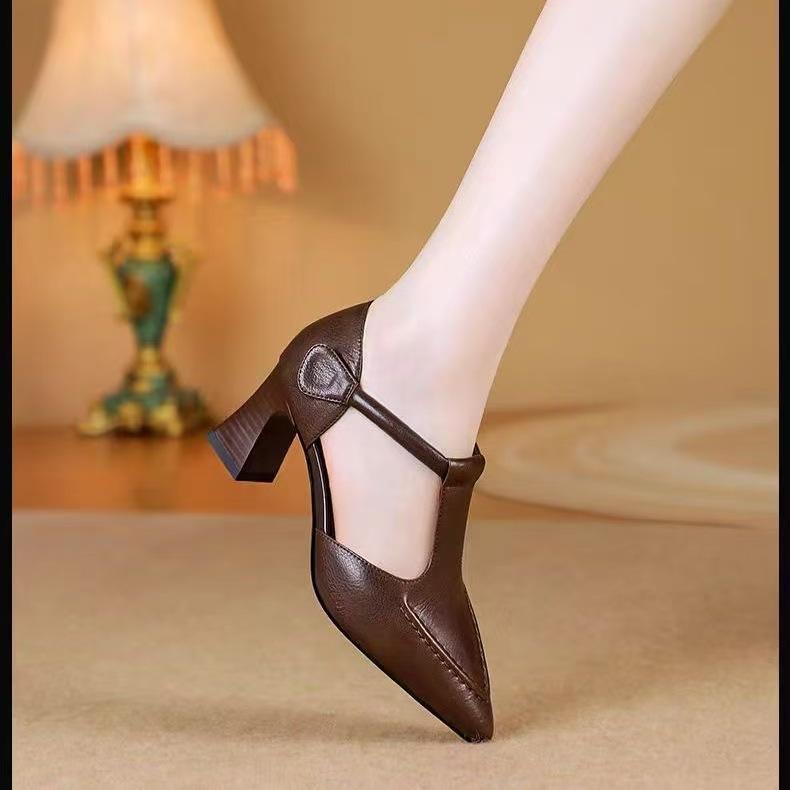 

Универсальные сандалии-баотоу на липучке, новые сандалии, ретро-мода, темперамент, увеличивающие рост и стройнящие женские туфли 40 коричневый