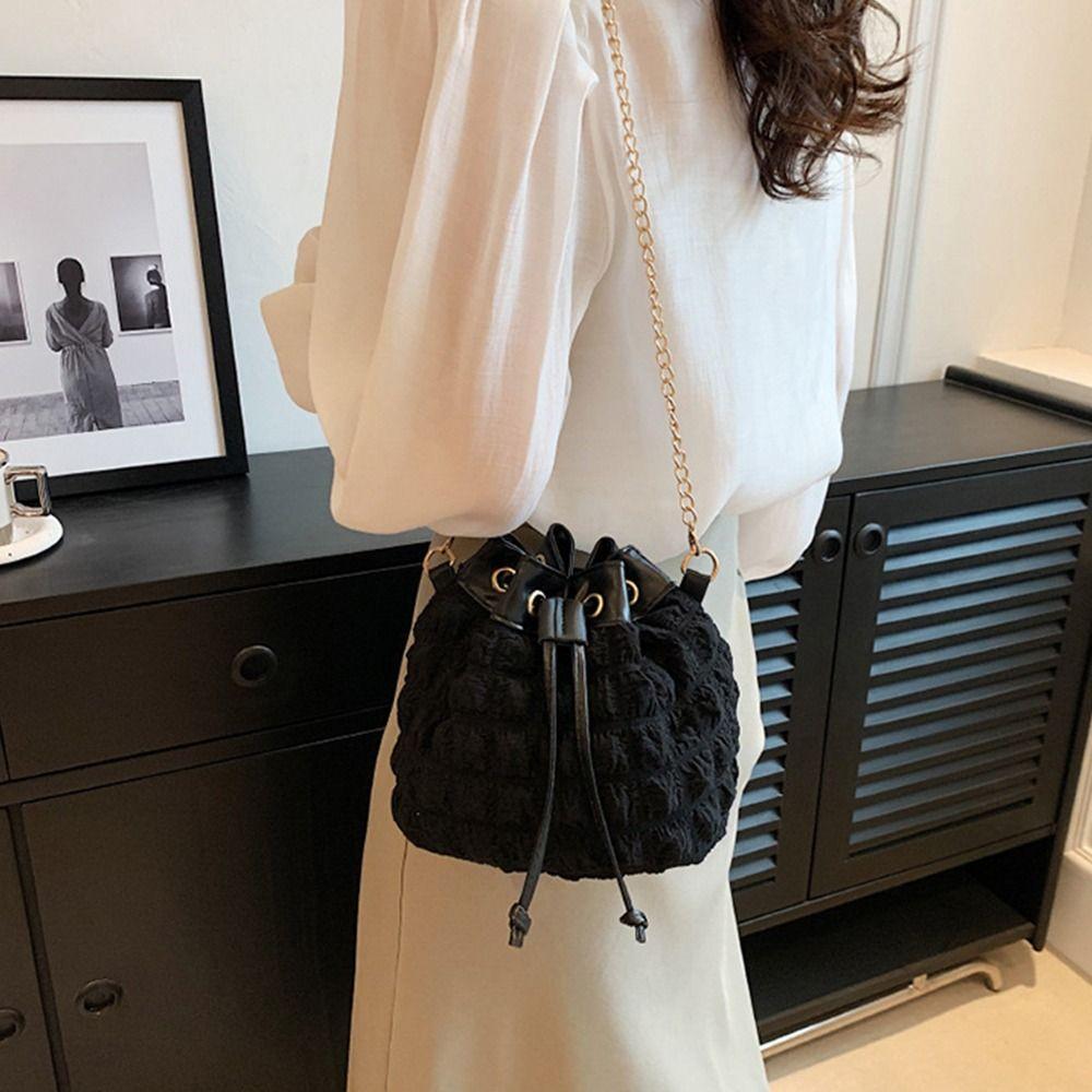 

Плиссированное ведро на шнурке из свежего пузыря Сладкие девушки в корейском стиле