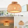 Vintage Bamboo E27  Retro Ceiling Light Hand Woven Bamboo Rattan Boho Light for Farmhouse Kitchen Island Dining Room Home Decor