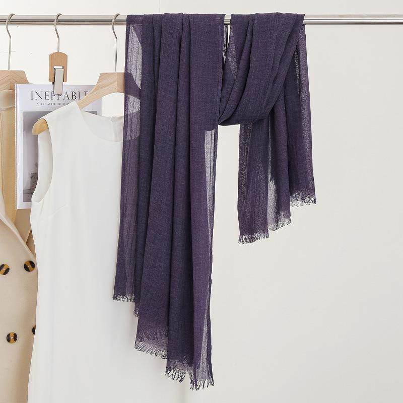Monochrome Thin Scarf Women'S Sunscreen Shawl Solid Color Simple Imitation Cotton And Linen Silk Scarf High-End Yarn