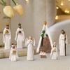 Christmas Nativity Figurines Resins Nativity Scene Statue with Stable Holy Family Statue Table Centerpieces Home Decors