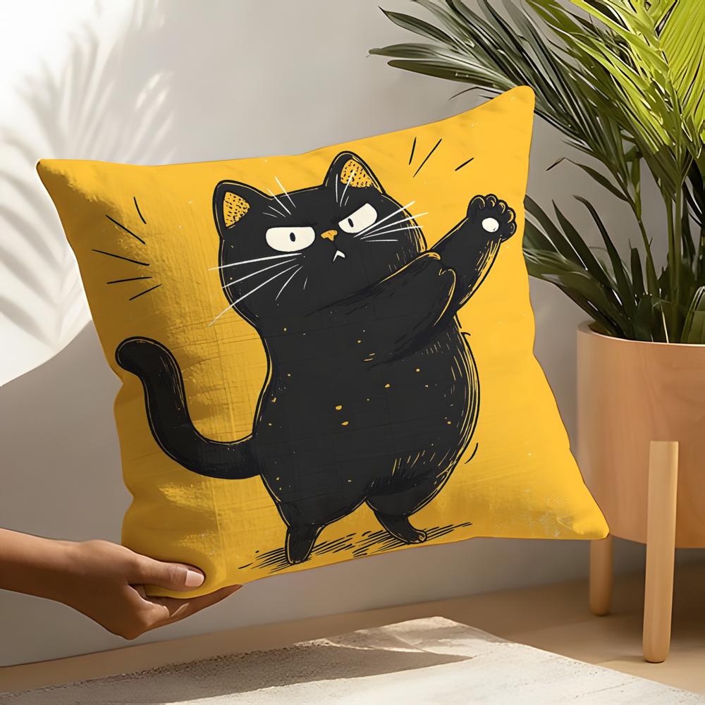 2 Funny And Silly Cat Pattern Pillow Case Home Living Room Decoration Linen Pillowcover Pillow Cases Cushion Cover