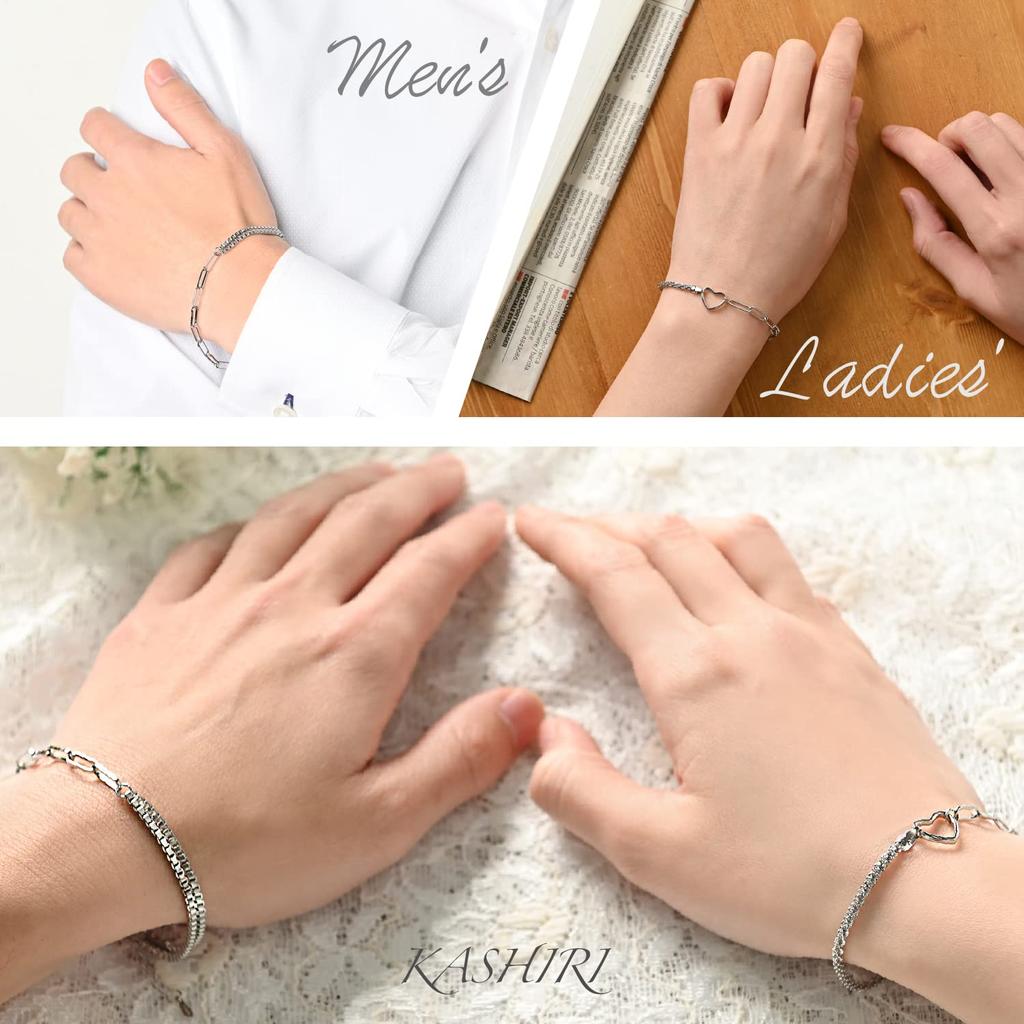 Box Pair Bracelet Accessory Present Popular Couple Men Women Metal Allergy [Gift Included] (heart)