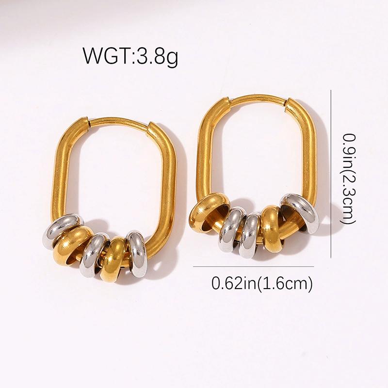 Stainless Steel Beades Hoop Earrings for Women Gold Silver Color Splicing Creative Hip Hop Punk Non-Fading Party Jewelry Gifts