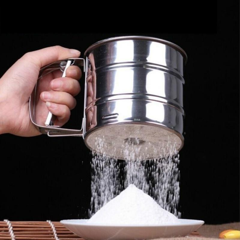Hand-held Small Flour Sieve Baking Utensils Stainless Steel Handheld Flour Sieve Cup Powder Sieve