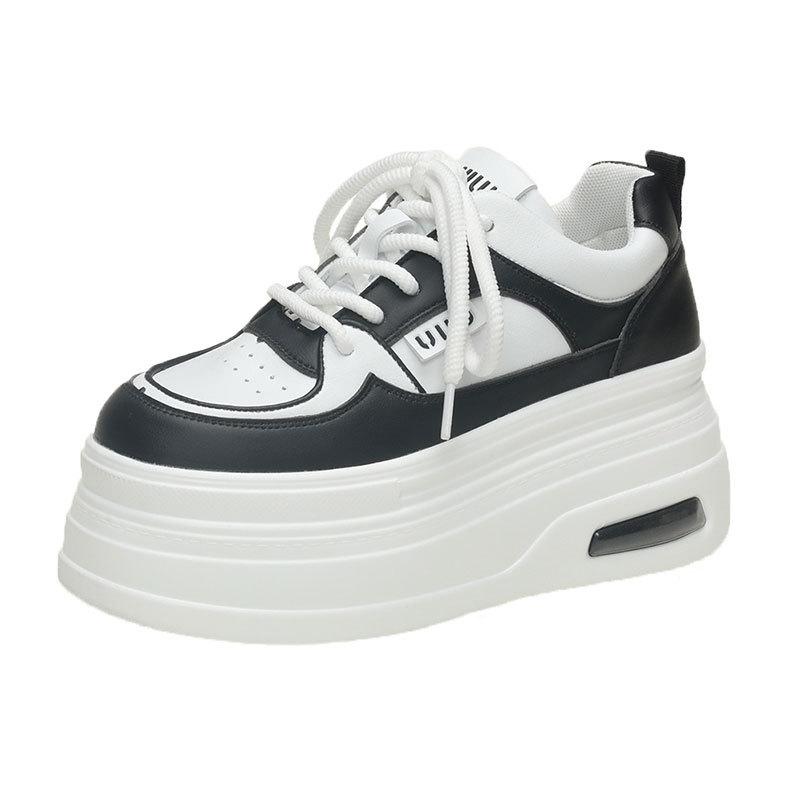 Super thick-soled heightening women's new spring and autumn leather women's shoes, lightweight and versatile casual muffin shoes