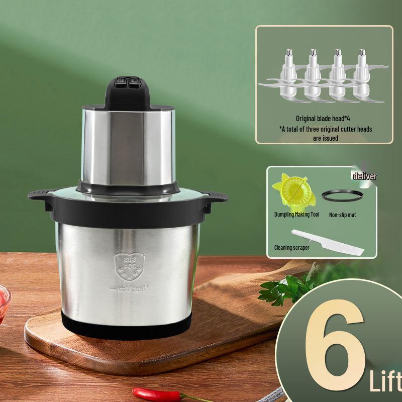6L Stainless Steel Electric Meat Grinder & 8L Food Processor: Multifunctional for Mincing, Chopping, Baby Food, and Dough Kneading