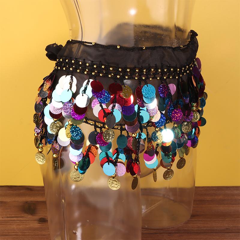 Belly Dance Hip Scarf Sequin Tassel Waist Belt Jazz Dance Hip Scarf With Dangling Sequins Indian Dance Performance Clothing