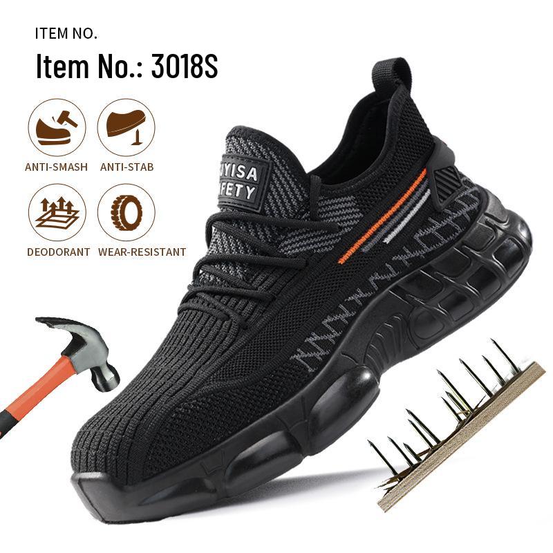 Men's Steel Toe Cap Safety Shoes: Breathable, Anti-Smash, Anti-Puncture, and Wear-Resistant for Cross-Border Labor Protection.