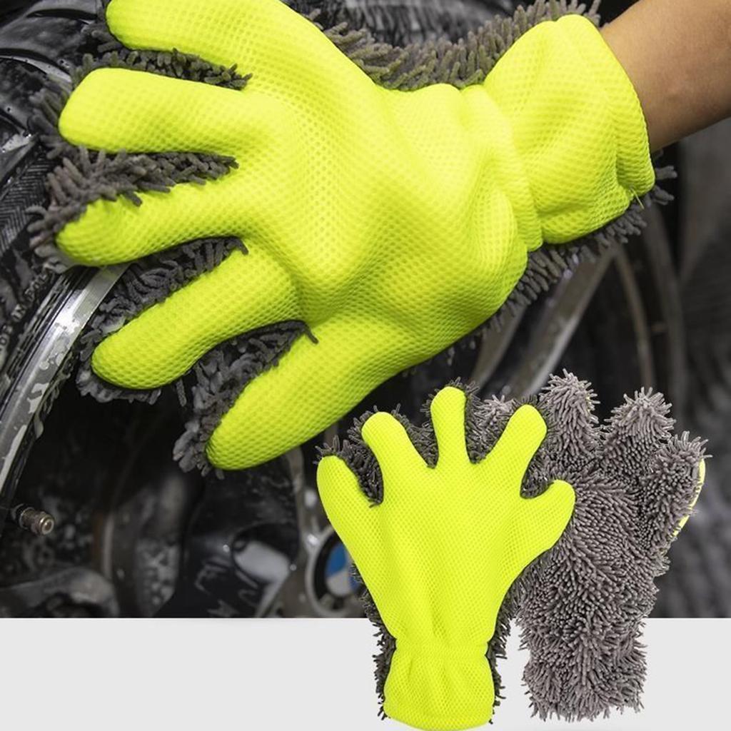 Dubbelsidiga tvätthandskar i fleece med hög absorptionsförmåga för bilvård