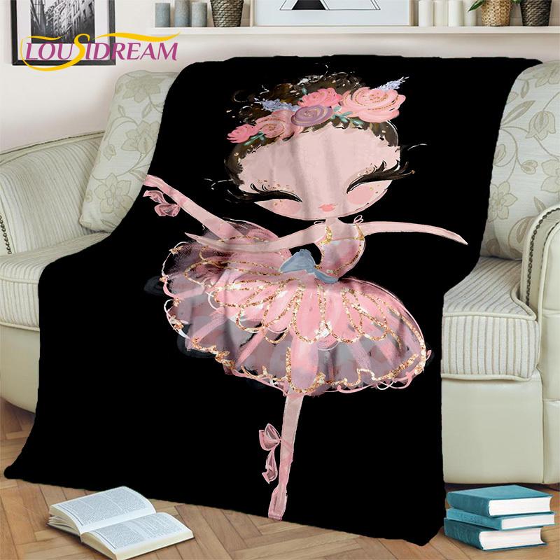 Snová baletka, balerína, víla, labuť, jednorožec, kreslená deka, měkká přehozová deka pro domov, ložnici, postel, pohovku, piknik, cestování, pro děti