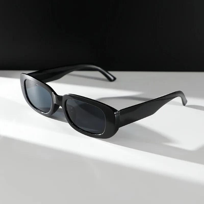 Stylish Black Rectangular Glasses for Women Glossy Durable Plastic Frame Fashion Eyewear for Casual Outfits