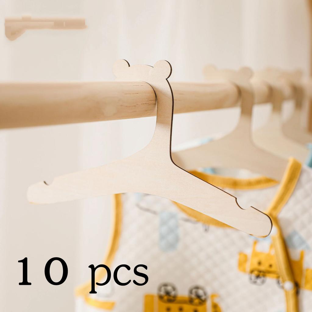 10/5 Pcs Kids Bear Shape Clothes Hanger Baby Wooden Creative Rack Hanger Home Girls Princess Room Nursery Decor For Kids Present