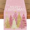 Festive Snowman Christmas Tree Table Runner Home Kitchen Dining Tablecloth for Party Decoration