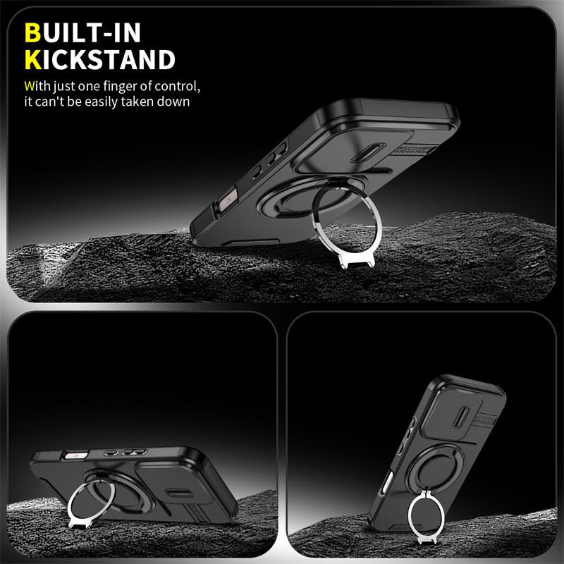 Fodral För Honor 600 Lite 5G Fodral Pansar Magnetisk Ringhållare Fodral Bilcasa För Honor600 Lite 600Lite Skydd med Glidande Linskydd