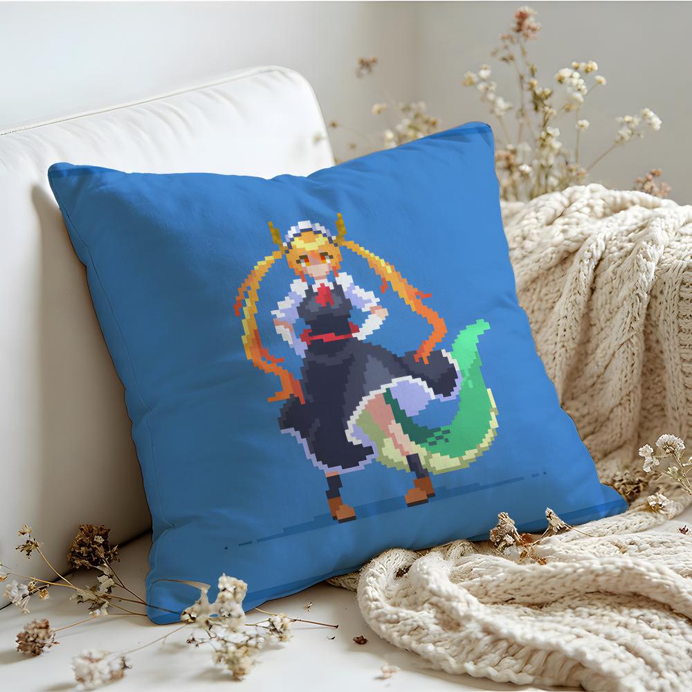 Cushion Cover Linen SkinFriendly Soft Decorative Case For Sofa Home Decor Miss Kobayashis Dragon Maid Pillow Cover