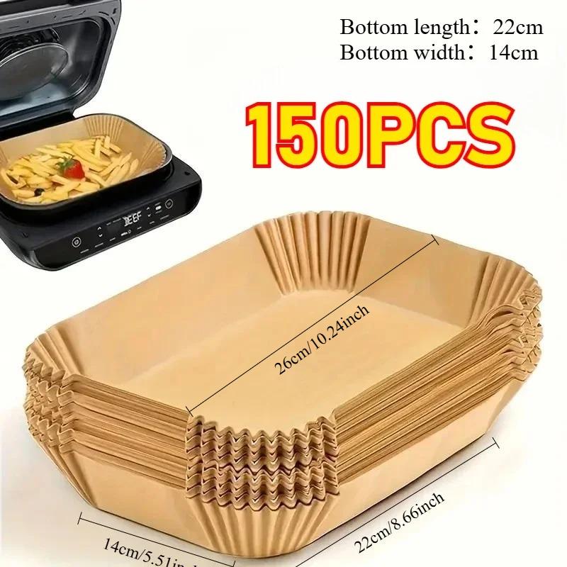 Einweg-Heißluftfritteusen-Einsätze Antihaft-Backpapier Rechteckig Braun Hitzebeständig zum Backen und Frittieren Küchenhelfer