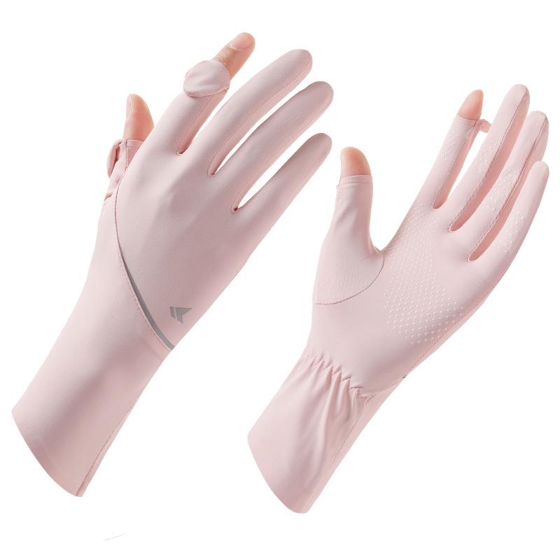 Summer thin sunscreen gloves women's UV protection touch screen cycling non-slip breathable ice silk sunscreen gloves summer