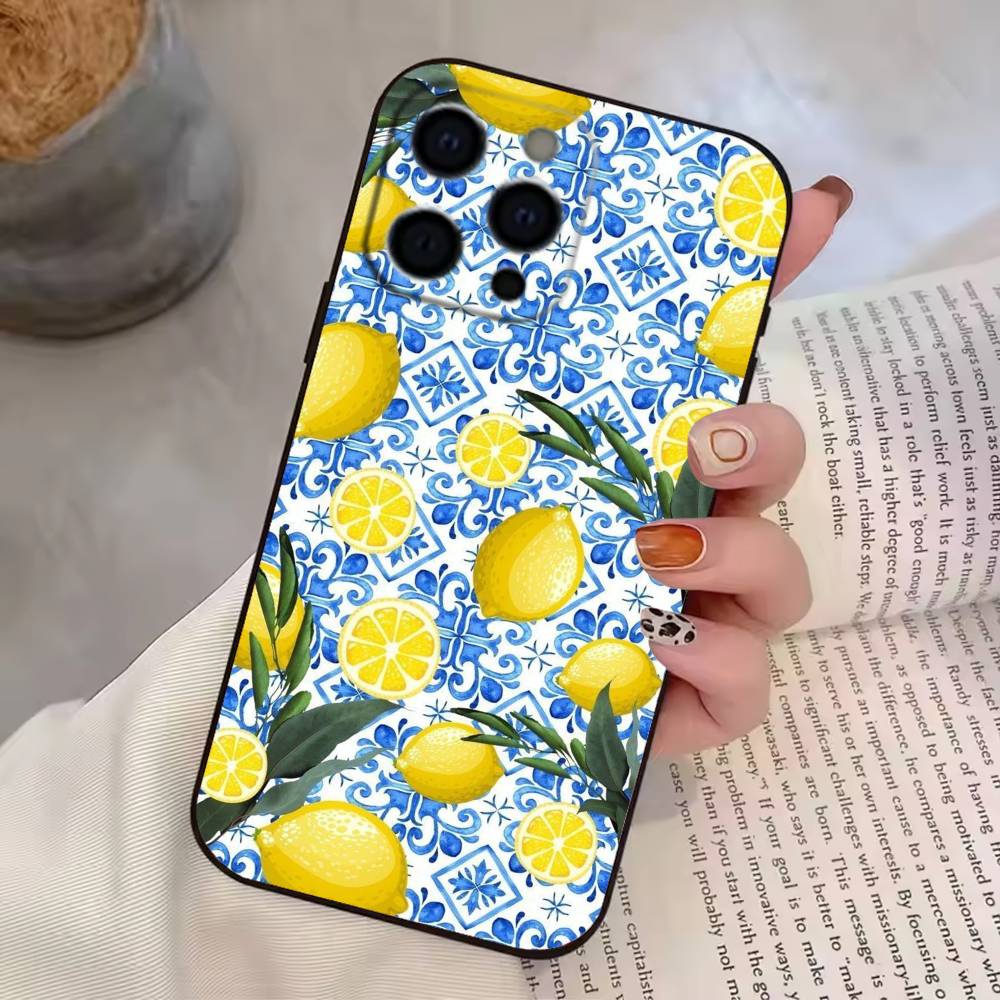 Lemon C-Cool Stripe Pattern  Phone Case For iPhone 17,16,15,14,13,12,11 Plus,Pro Max,XS,Soft Silicone Black Cover