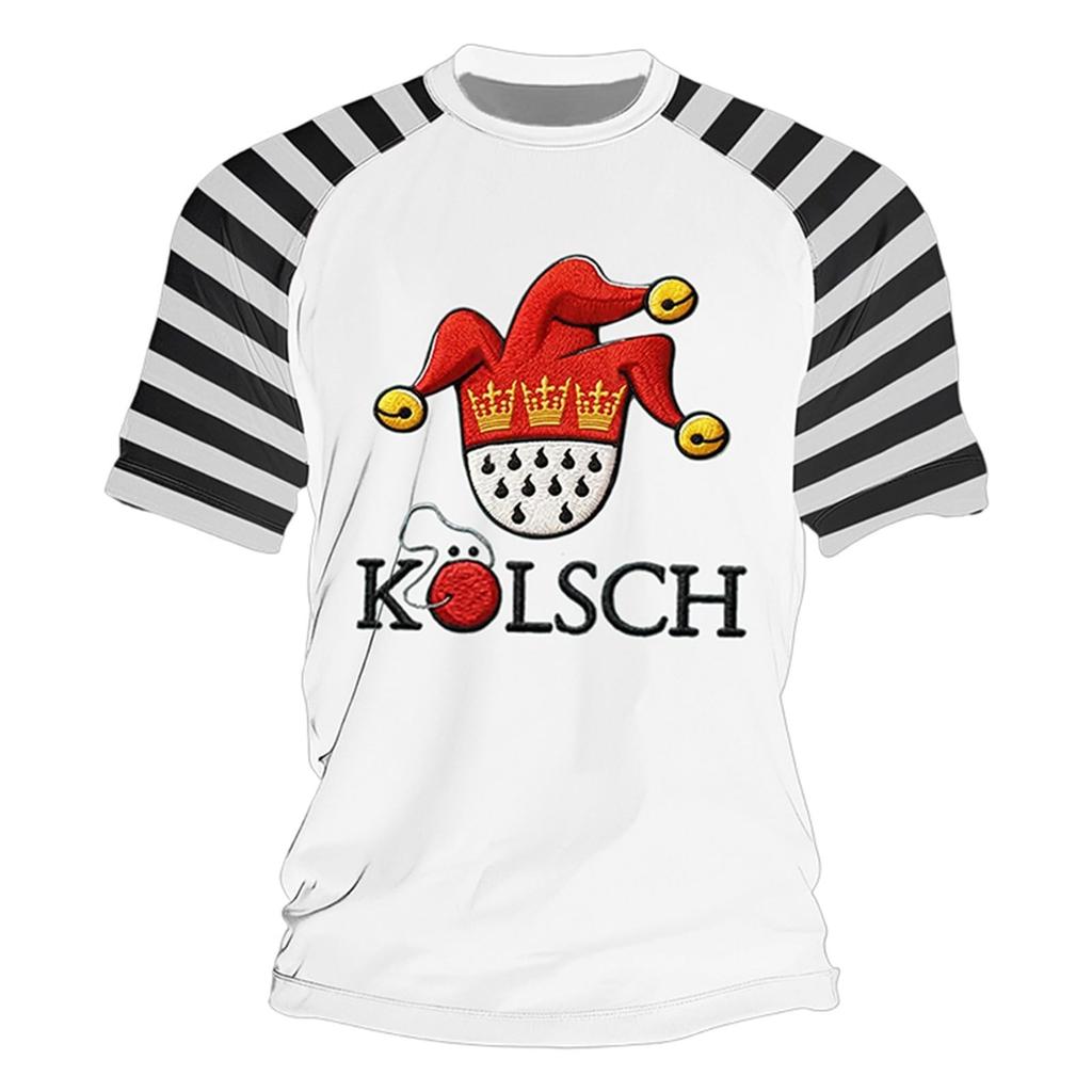 Heren T-shirt Met Rode En Strepen En Clown Print Voor Carnaval, En Dagelijks Gebruik