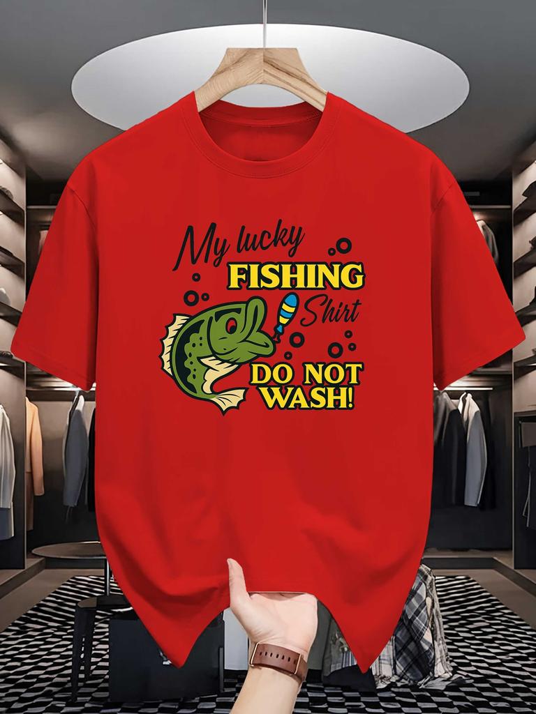 2026 Unisex Short Sleeve T Shirt My Lucky Fishing Funny Bass Fish Graphic Tees Loose Fit Casual Unisexs Top For Angler Street Wear