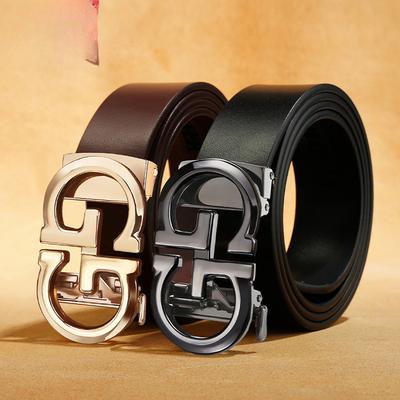 Retro Men's Belt Automatic Buckle High End Business Belt Middle Aged and Young Trouser Belt Trendy Men