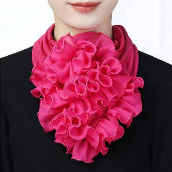 Color Block Scarf: Women's Four Seasons Warm Flower Neck Warmer – Fashionable Korean Style, Versatile Collar.