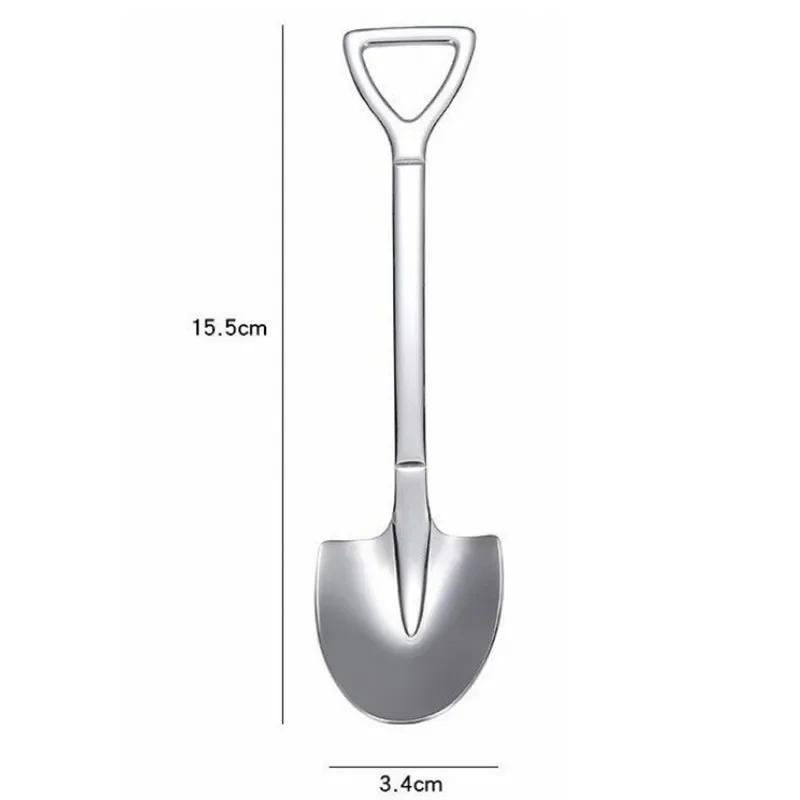 1PC Stainless Steel Shovel & Point Spoons Coffee Tea Spoon Ice Cream Dessert Tip Scoops Cutlery Tableware Set Kitchen Tools
