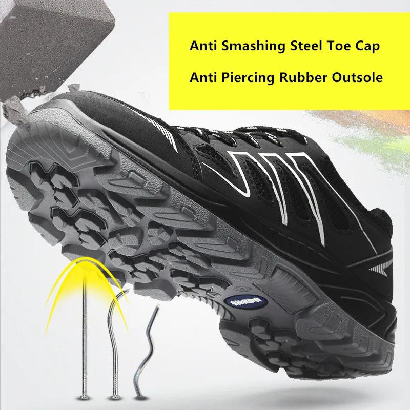 summer breathable safety shoes industrial boots for women anti-slip work shoes with a steel toe anti puncture safety sneakers