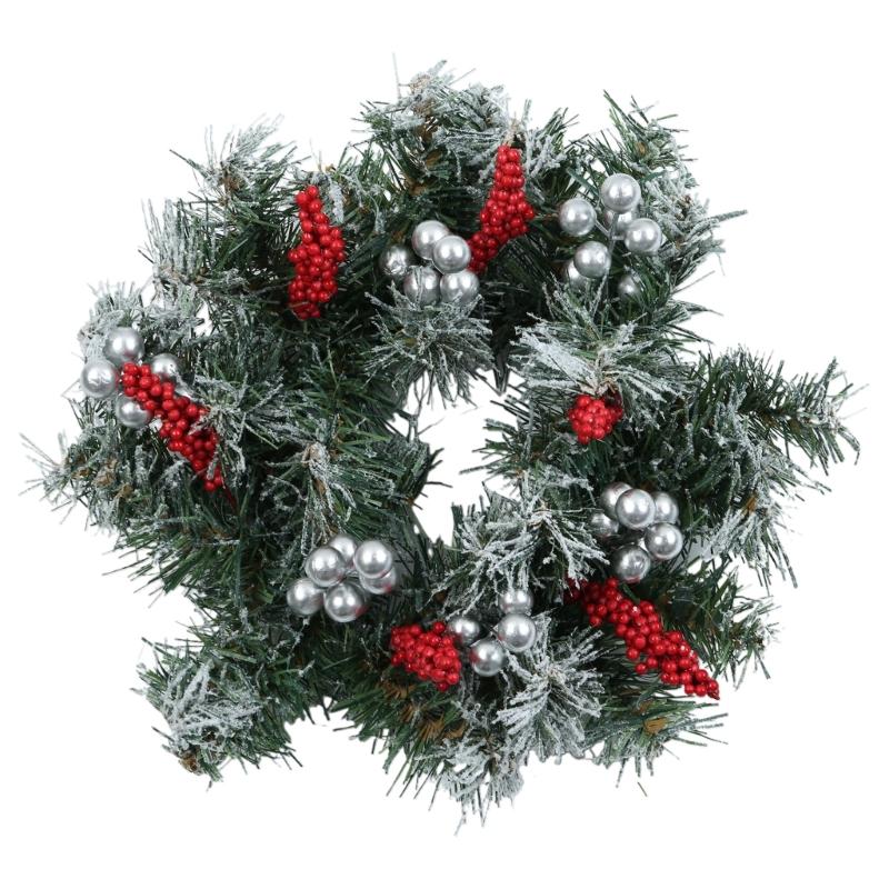 

28cm Artificial Greenery Wreath For Candlestick Garlands Wreath Candle Rings Wedding Party Christmas Centerpiece Decor