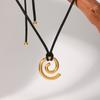 Modern Hollow Snail Shell Pendant Necklace with Round Leather Cord – Simple Fashion for Women