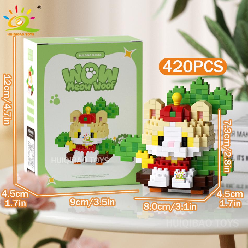 MINI Working Cat Pet Dog Micro Model Building Block Set Kids City Cartoon Animal Diamond Bricks Educational Toys Adult