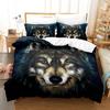 Boys Wolf Duvet Cover Set Queen Size, Boho Wolf Wildlife Animal Bedding Set Men Galaxy Dream Catcher Moon Polyester Quilt Cover