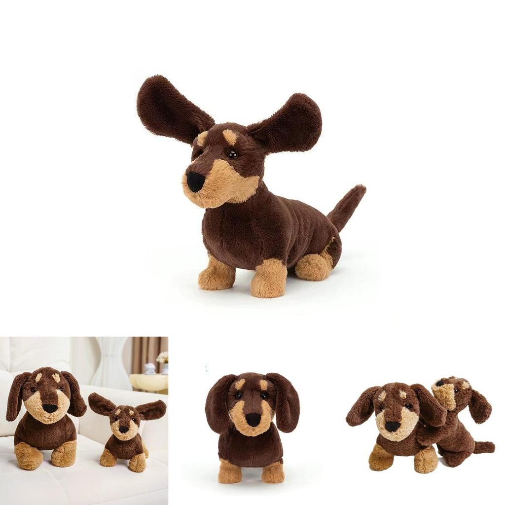 Dachshund Plush Toy With Realistic Fur Soft Animal Figure For Children And Collectors