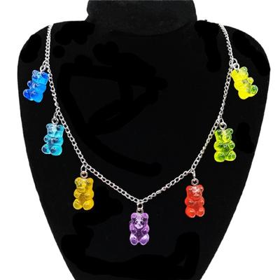 7 culori curcubeu drăguț jeleu urs gummy coliere pentru femei fete cool punk girl hip hop rășină coliere accesorii