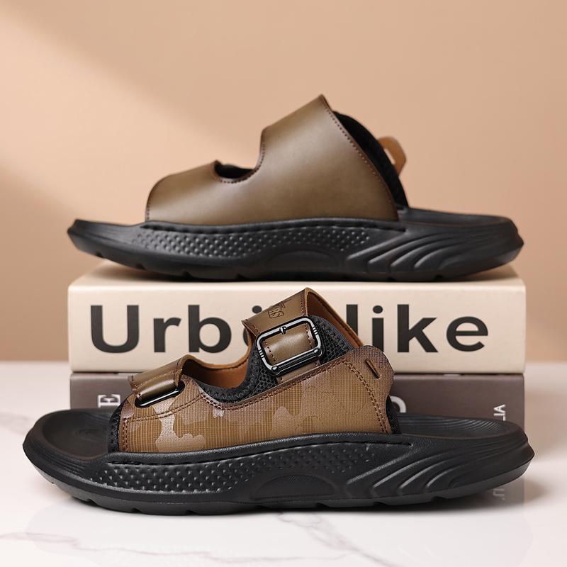 Male Comfortable Half Drag Suitable Outdoor Wear Summer Flats Men's Comfy Sandals with Adjustable Buckle Strap Slippers