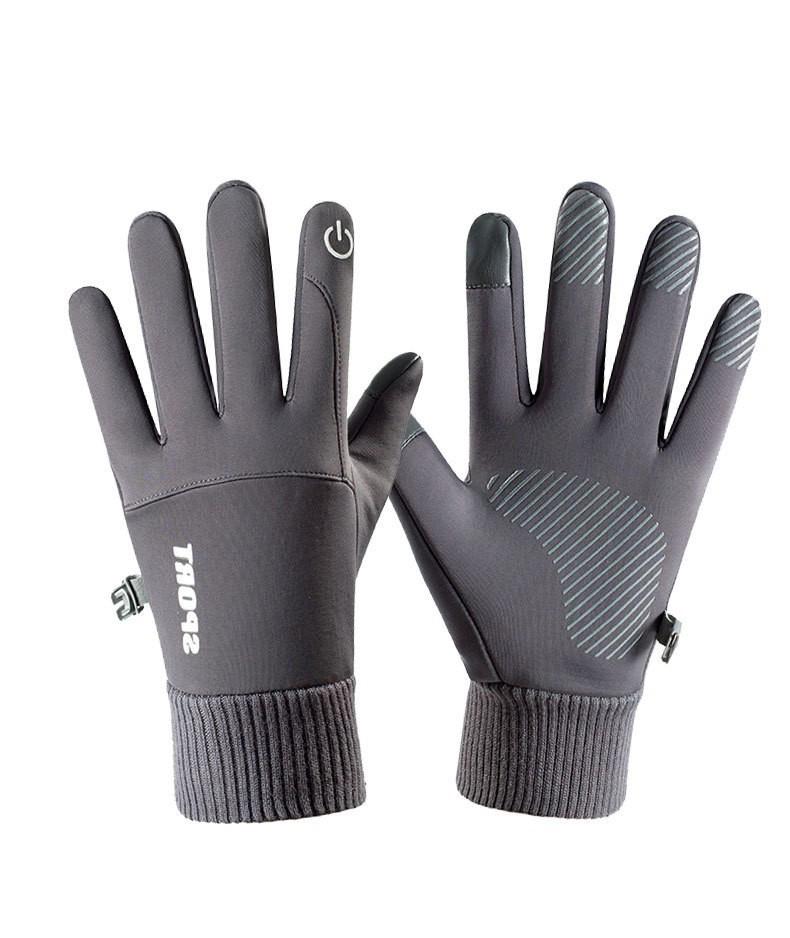 Touchscreen-Enabled Windproof Waterproof Warm Men'S Cycling Gloves Touch Screen Winter Velvet Anti Slip Adult Mountaineering