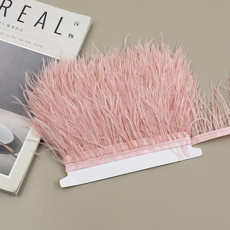 Color 8-10 Cm Ostrich Hair Cloth Edge Clothing Cuffs Hem Ostrich Feather Strips Cloth With Accessories Lace
