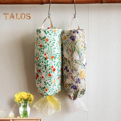 Dispensador de bolsas de plástico con impresión, ahorro de espacio, lavable, práctico organizador de bolsas de basura para el hogar