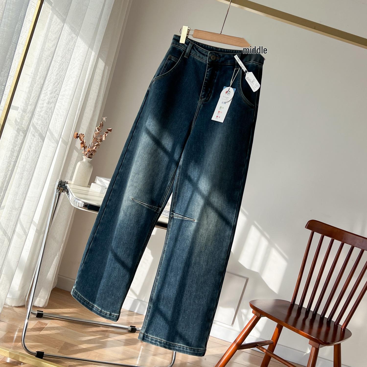 Velvet-Lined Women s Slimming Straight-Leg Jeans - Stylish, Warm, Plus Size. Medium