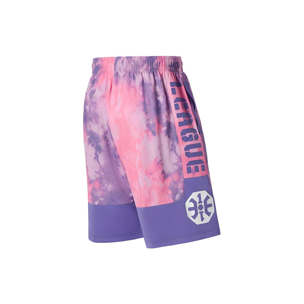 Li Ning Casual Shorts Men's Pink Purple Full Print Fluorescent Blue Purple AAPS031-2