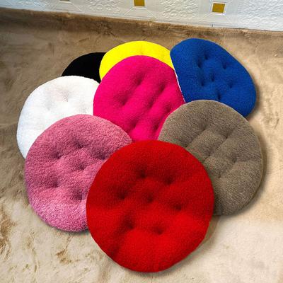 Pernă de Scaun Rotundă Design Futon Suprafață Pluș Scurt Păros Extra Groasă Pernă Scaun Podea Design Anti-Alunecare Pernă Scaun Culoare Solidă