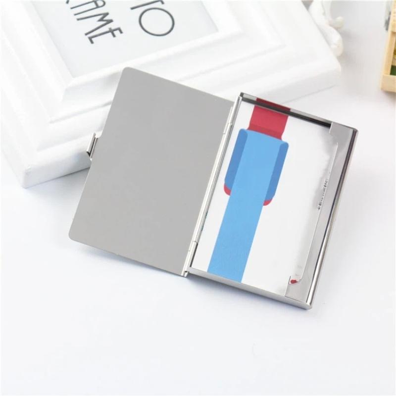 Water-Resistant Stainless Steel Business Card Holder Slim Silver Metal Pocket Case for Men Women Client Meeting Office Carry