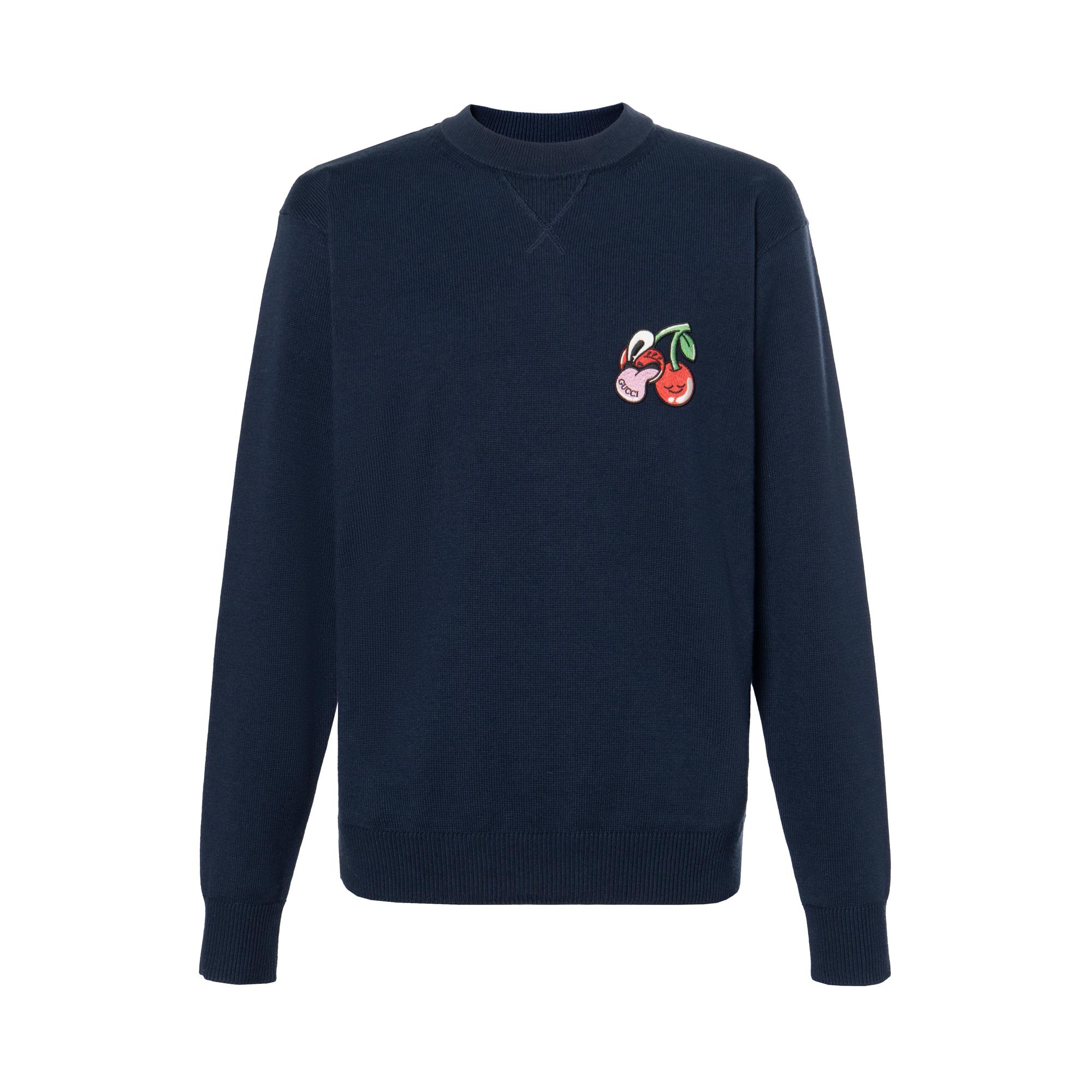 GUCCI Sweaters Men`s Blue Crew Neck