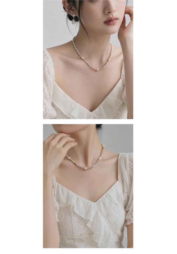 Women's Natural Freshwater Pearl Necklace with Shoushan Stone - Retro Chinese Style Light Luxury Choker Jewelry