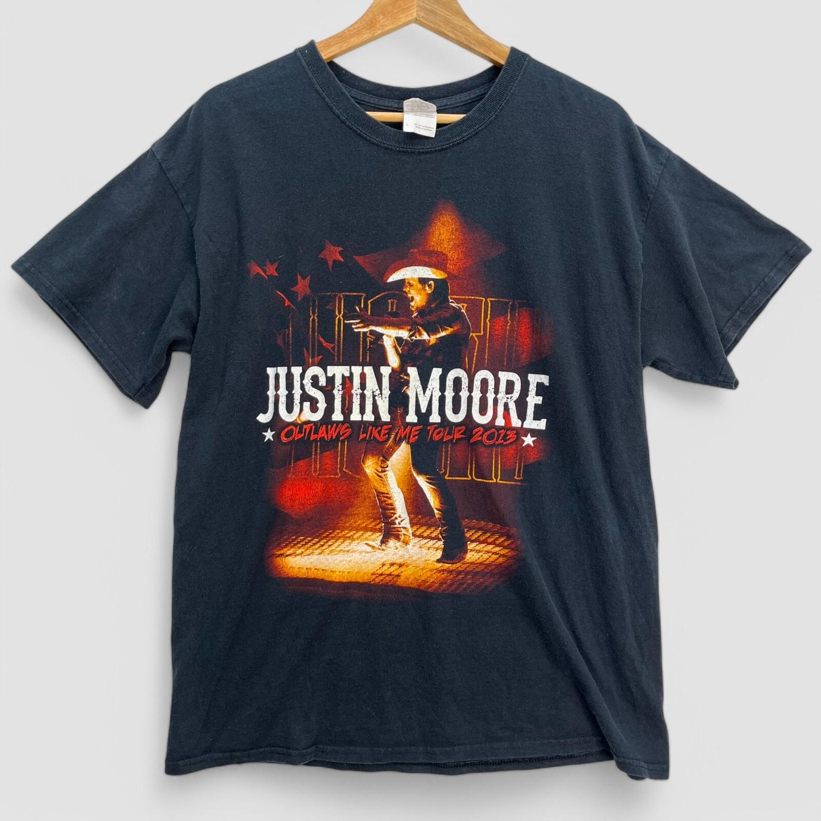 Justin Moore 2013 Tour T‑Shirt Black Sz L Country Music Tee Gildan Unisex T-Shirt L